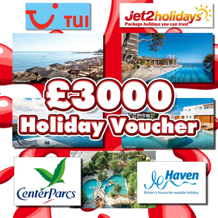 £3000 HOLIDAY VOUCHER TUI / JET2 / CENTERPARCS / HAVEN JAMMY The