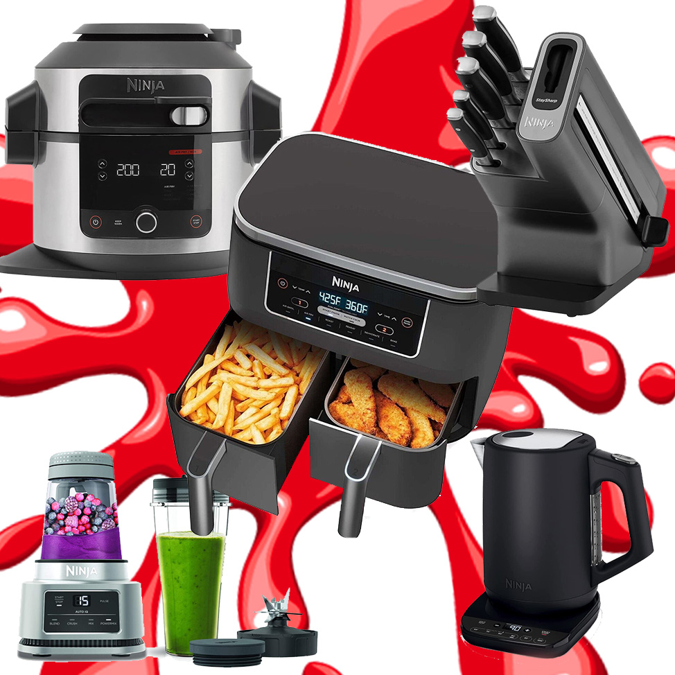 NINJA MEGA BUNDLE MULTICOOKER BLENDER KETTLE STAYSHARP AIR   5items 