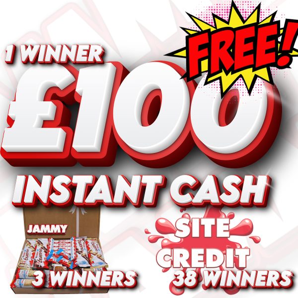 JAMMY FREEBIE MULTIWIN - CASH, CHOCS & SITE CREDIT - 1 TICKET PER PERSON!